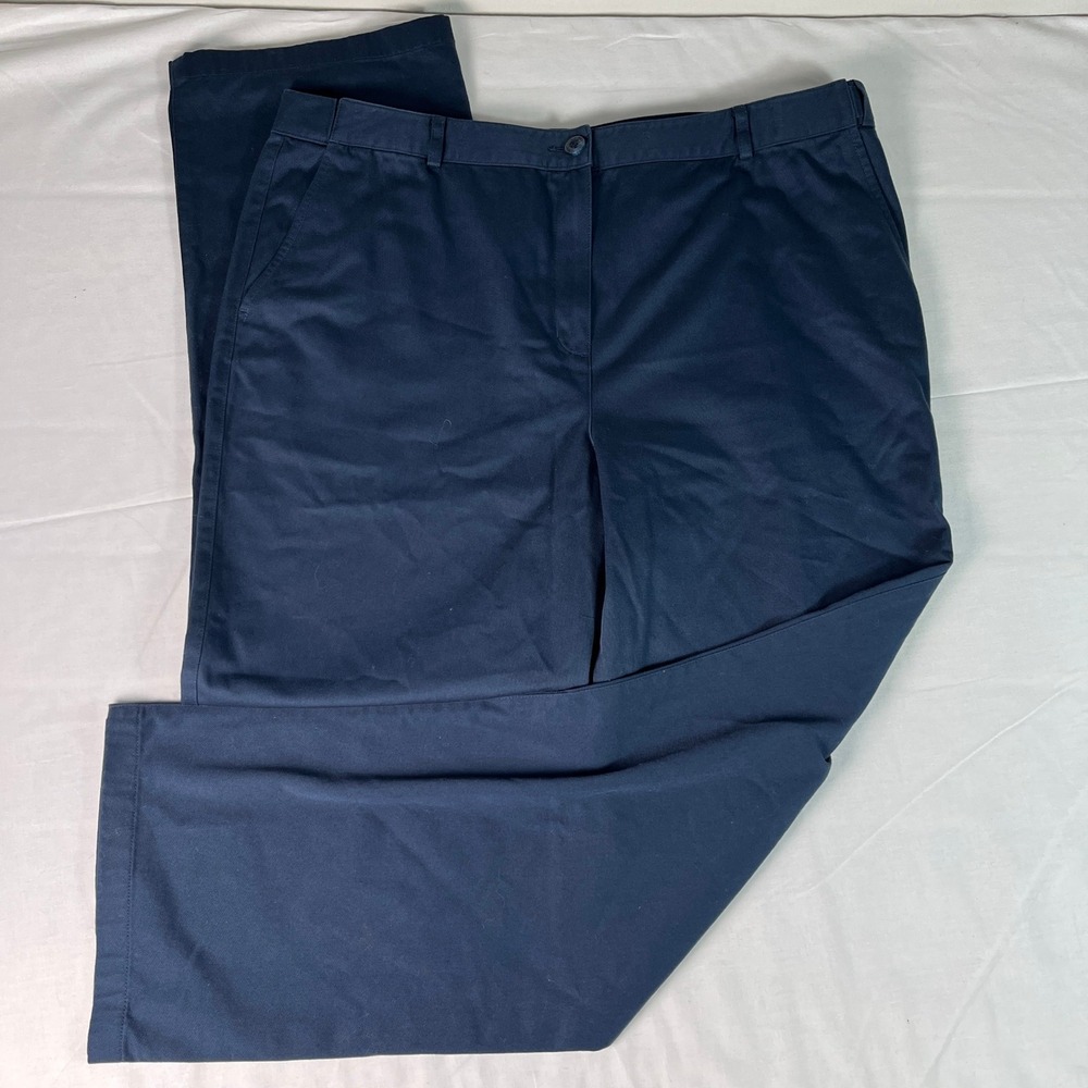 L.L.Bean Classic Fit Pants Women 18 Navy Blue Excellent Straight Leg Chinos